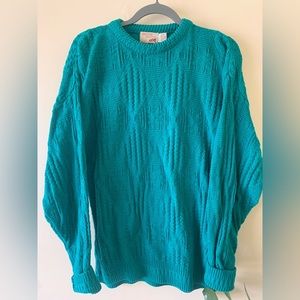 Vintage chunky textured teal sweater size Medium